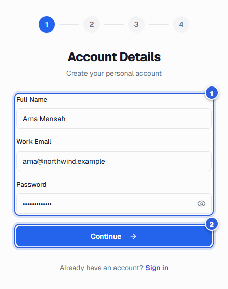 Your details: screen with the relevant part highlighted